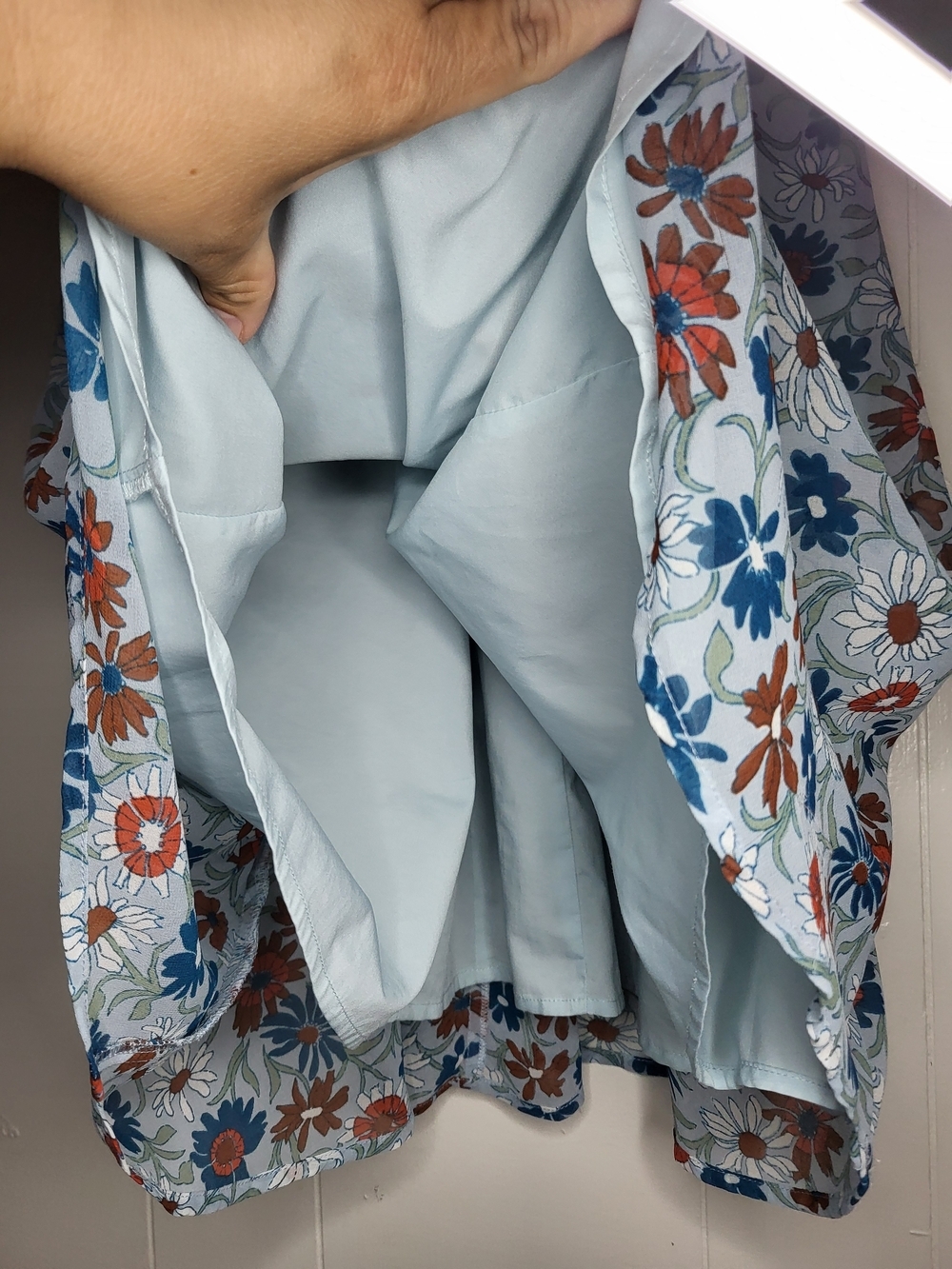 Madewell Blue Floral V-Neck Mini Dress with Rust Accents - Picture 10 of 11